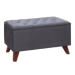 Σκαμπώ - Ταμπουρέ Lotus Megapap βελούδινο χρώμα ανθρακί 90x40x50εκ.