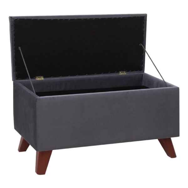 Σκαμπώ - Ταμπουρέ Lotus Megapap βελούδινο χρώμα ανθρακί 90x40x50εκ.