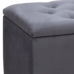 Σκαμπώ - Ταμπουρέ Lotus Megapap βελούδινο χρώμα ανθρακί 90x40x50εκ.