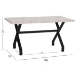 ΤΡΑΠΕΖΙ ΚΟΥΖΙΝΑΣ LANA HM18221.01 ΜΕΛΑΜΙΝΗ ΛΕΥΚΟ ΜΑΡΜΑΡΟ-ΜΑΥΡΑ ΜΕΤΑΛ.ΠΟΔΙΑ 140x70x72Υεκ