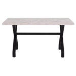 ΤΡΑΠΕΖΙ ΚΟΥΖΙΝΑΣ LANA HM18221.01 ΜΕΛΑΜΙΝΗ ΛΕΥΚΟ ΜΑΡΜΑΡΟ-ΜΑΥΡΑ ΜΕΤΑΛ.ΠΟΔΙΑ 140x70x72Υεκ