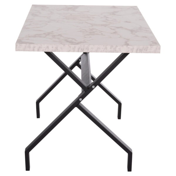 ΤΡΑΠΕΖΙ ΚΟΥΖΙΝΑΣ LANA HM18221.01 ΜΕΛΑΜΙΝΗ ΛΕΥΚΟ ΜΑΡΜΑΡΟ-ΜΑΥΡΑ ΜΕΤΑΛ.ΠΟΔΙΑ 140x70x72Υεκ