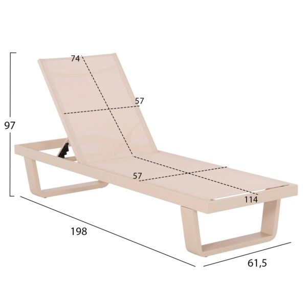 ΞΑΠΛΩΣΤΡΑ ΑΛΟΥΜΙΝΙΟΥ ΜΕ ΥΦΑΣΜΑ TESLIN RICKON HM6292.04 ΣΕ ΚΑΠΟΥΤΣΙΝΟ 198x61,5x97Υεκ.
