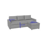 Concept Γωνιακός Καναπές Κρεβάτι με Αναστρέψιμη Γωνία & Αποθηκευτικό Χώρο Γκρι 218x153x80cm