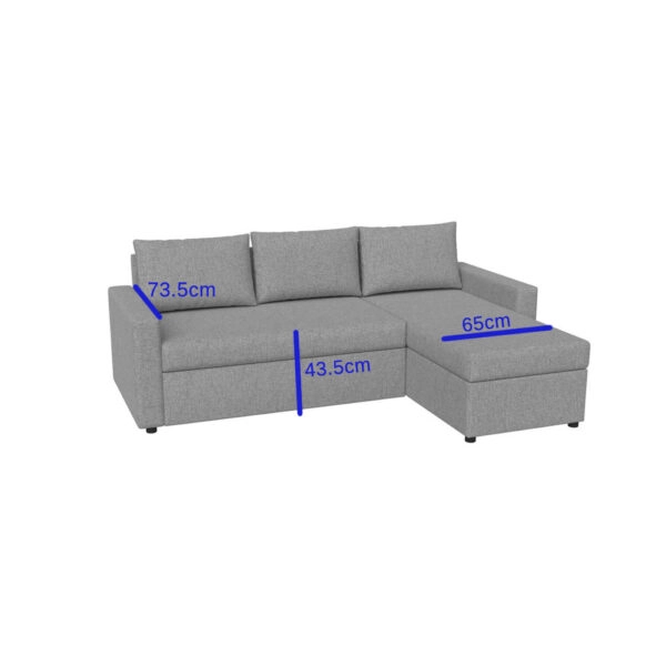 Concept Γωνιακός Καναπές Κρεβάτι με Αναστρέψιμη Γωνία & Αποθηκευτικό Χώρο Γκρι 218x153x80cm