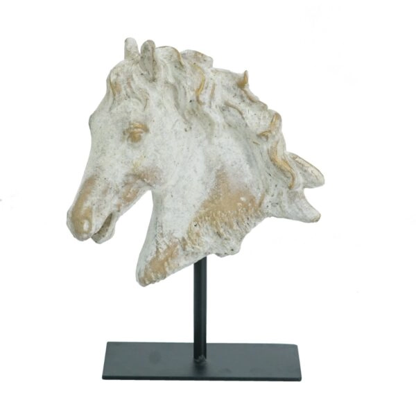Artekko Horse Μπεζ Τσιμεντένιο Διακοσμητικό Άλογο σε Μεταλλική Μαύρη Βάση (19x9.5x27)cm