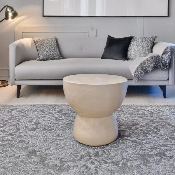 Artekko Solid Λευκό Βοηθητικό Τραπέζι από Terrazzo (Φ60x61)cm