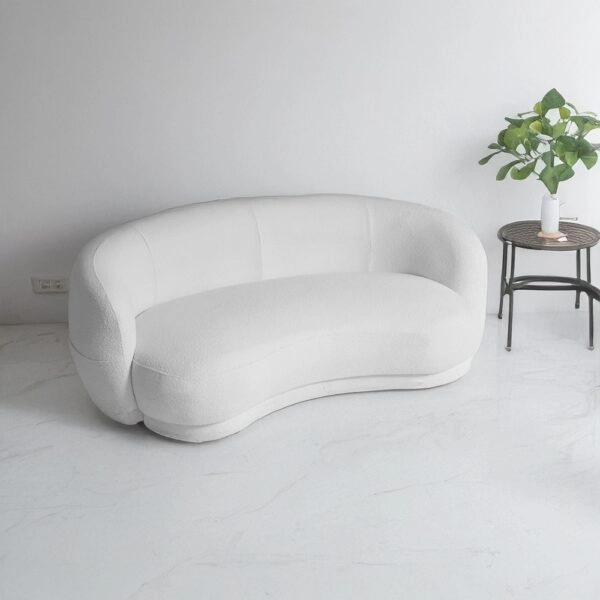 Artekko Cloud Λευκός Υφασμάτινος Μπουκλέ Τριθέσιος Καναπές (191x93x73)cm