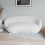 Artekko Cloud Λευκός Υφασμάτινος Μπουκλέ Τριθέσιος Καναπές (191x93x73)cm