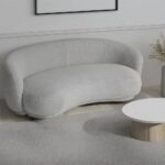 Artekko Cloud Μπεζ Υφασμάτινος Μπουκλέ Τριθέσιος Καναπές (191x93x73)cm