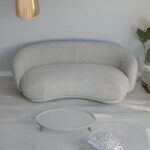 Artekko Cloud Μπεζ Υφασμάτινος Μπουκλέ Τριθέσιος Καναπές (191x93x73)cm