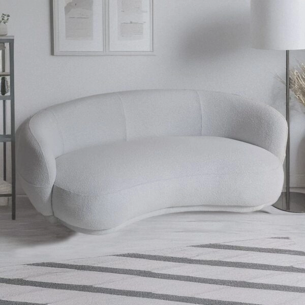 Artekko Cloud Υφασμάτινος Μπουκλέ Τριθέσιος Καναπές σε Λευκό του Πάγου (191x93x73)cm