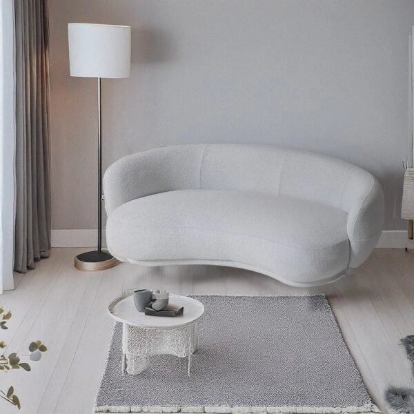 Artekko Cloud Υφασμάτινος Μπουκλέ Τριθέσιος Καναπές σε Λευκό του Πάγου (191x93x73)cm
