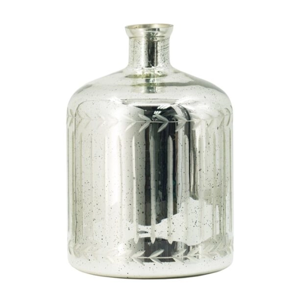 Artekko Pillar Διακοσμητικό Βάζο Γυαλί Ασημί (25x25x35)cm