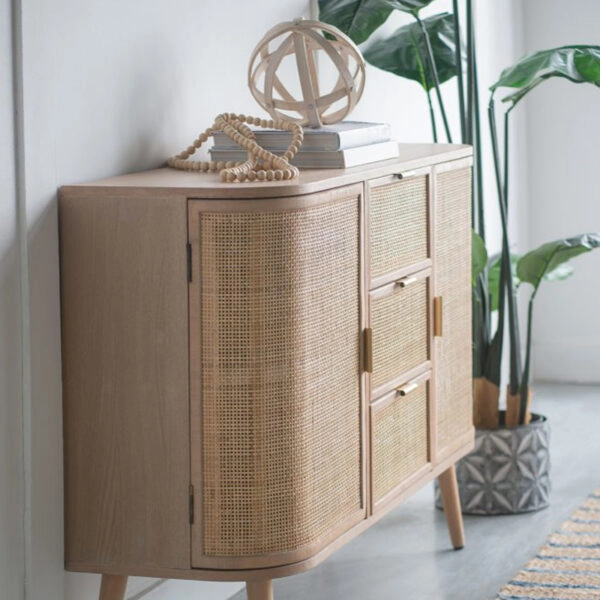 Artekko Cons Μπουφές MDF Ψάθα Φυσική Απόχρωση (119x40x81)cm