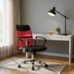 Καρέκλα γραφείου Franco με ύφασμα Mesh χρώμα κόκκινο - μαύρο 59x57x95/105εκ.