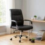 Καρέκλα γραφείου διευθυντική Matteo από τεχνόδερμα χρώμα μαύρο 60x66x105/115εκ.