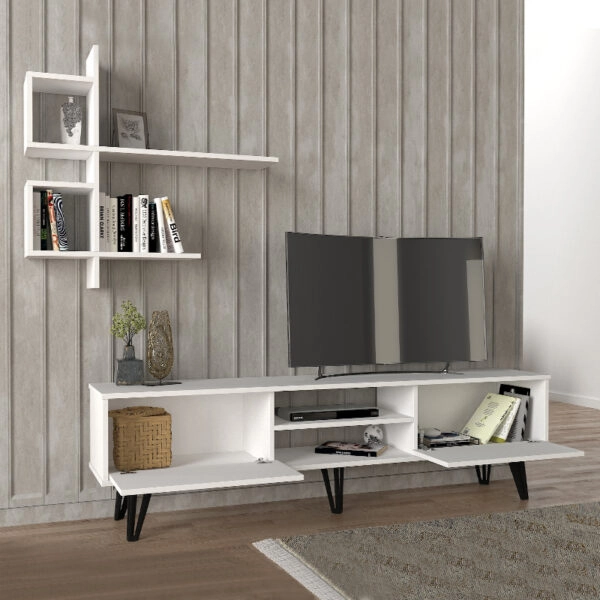 Σύνθεση τηλεόρασης Salerno Megapap χρώμα λευκό 180x35x51εκ.