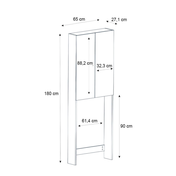 Έπιπλο πλυντηρίου Romme Megapap χρώμα sepet oak 65x27,1x180εκ.