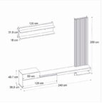 Σύνθεση τηλεόρασης Dumont Megapap χρώμα λευκό - sepet oak 240x36,8x200εκ.