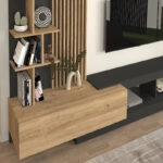 Σύνθεση τηλεόρασης Vermont Megapap χρώμα ανθρακί - sepet oak 240x40x192εκ.