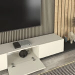 Σύνθεση τηλεόρασης Nagini Megapap χρώμα ivory - sapphire oak - ανθρακί 260x39,4x203,6εκ.