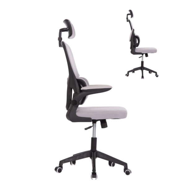 ΚΑΡΕΚΛΑ ΓΡΑΦΕΙΟΥ BASTON HM18236.02 ΓΚΡΙ MESH & ΜΑΥΡΟ PP ΣΚΕΛΕΤΟΣ 64x60x127Υεκ.