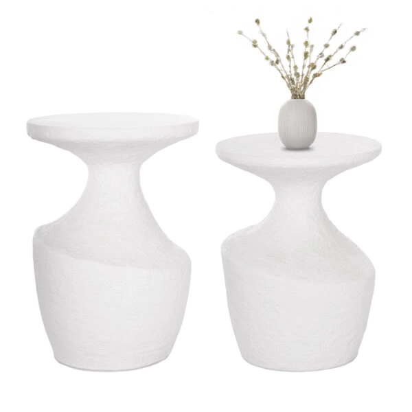 ΣΕΤ ΒΟΗΘΗΤΙΚΑ ΤΡΑΠΕΖΙΑ REBON 2ΤΜΧ HM21137.02 FIBER CEMENT ΣΕ ΛΕΥΚΟ--Φ40εκ & Φ27,5εκ