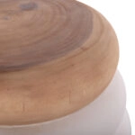 ΤΡΑΠΕΖΙ ΒΟΗΘΗΤΙΚΟ PUFFAT HM18172.02 FIBER CEMENT ΛΕΥΚΟ- ΞΥΛΟ TEAK TOP Φ45x46Υεκ.