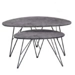 NANCY CONCRETE MDF ΣΕΤ 2 ΤΡΑΠΕΖΑΚΙΑ - ΜΕΤΑΛΛΟ/MDF/3D PAPER - ΤΣΙΜΕΝΤΟ