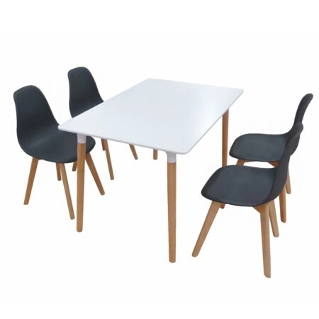 Σετ Τραπεζαρίας Loft Plus Black Randy 5τμχ 120Χ80X72εκ. - ΞΥΛΟ/PP - BLACK