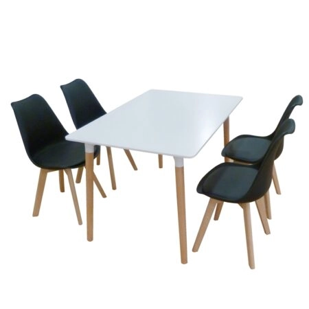 Σετ Τραπεζαρίας Logan Plus Black Randy 5τμχ 120Χ80X72εκ. - ΞΥΛΟ/PP/PU - BLACK