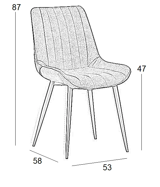 Καρέκλα Τραπεζαρίας Μεταλλική 4τμχ Bony Black Ύφασμα 53x58x47-87εκ. - ΥΦΑΣΜΑ - BLACK
