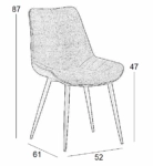 Καρέκλα Τραπεζαρίας Μεταλλική 4τμχ Denis Grey Ύφασμα 52x61x47-87εκ. - ΥΦΑΣΜΑ - GREY