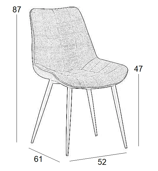 Καρέκλα Τραπεζαρίας Μεταλλική 4τμχ Denis Grey Ύφασμα 52x61x47-87εκ. - ΥΦΑΣΜΑ - GREY