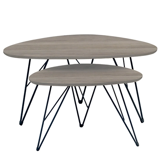 NANCY ΚΑΡΥΔΙ MDF ΣΕΤ 2 ΤΡΑΠΕΖΑΚΙΑ - ΜΕΤΑΛΛΟ/MDF/3D PAPER - ΚΑΡΥΔΙ