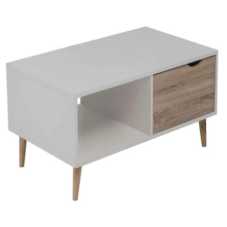 SIERA WHITE/S.OAK 100Χ60Χ38εκ.ΤΡΑΠΕΖΙ ΣΑΛΟΝΙΟΥ - MELAMINE PAPER - ΛΕΥΚΟ