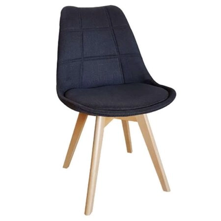 Καρέκλα Τραπεζαρίας Ξύλινη 4τμχ Bianca Black Ύφασμα 50x56x46-83εκ. - ΞΥΛΟ/ΥΦΑΣΜΑ - ΜΑΥΡΟ