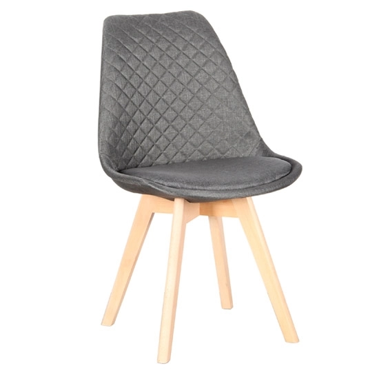 Καρέκλα Τραπεζαρίας Ξύλινη 4τμχ Bianca S Grey Ύφασμα 50x55x83.5εκ. - ΞΥΛΟ/ΥΦΑΣΜΑ - GREY