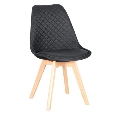 Καρέκλα Τραπεζαρίας Ξύλινη 4τμχ Bianca S Black Ύφασμα 50x55x83.5εκ. - ΞΥΛΟ/ΥΦΑΣΜΑ - BLACK