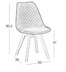 Καρέκλα Τραπεζαρίας Ξύλινη 4τμχ Bianca S Grey Ύφασμα 50x55x83.5εκ. - ΞΥΛΟ/ΥΦΑΣΜΑ - GREY
