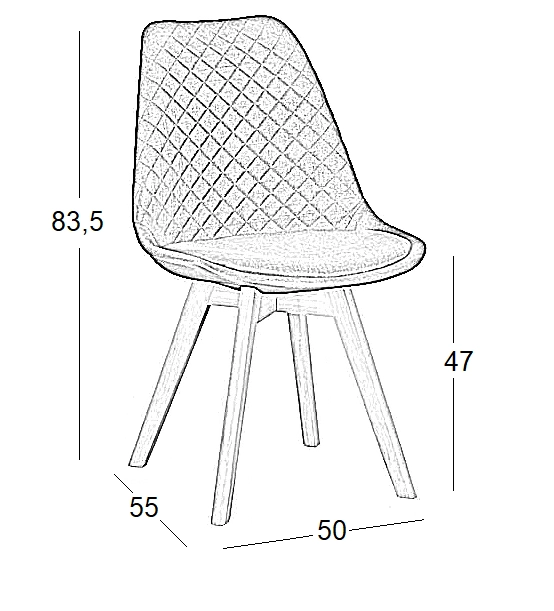 Καρέκλα Τραπεζαρίας Ξύλινη 4τμχ Bianca S Black Ύφασμα 50x55x83.5εκ. - ΞΥΛΟ/ΥΦΑΣΜΑ - BLACK