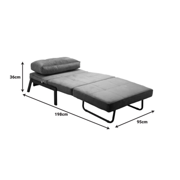 Πολυθρόνα-κρεβάτι Fancy  βελούδο σε ανθρακί απόχρωση και πόδι μαύρο μέταλλο 95x98x70εκ