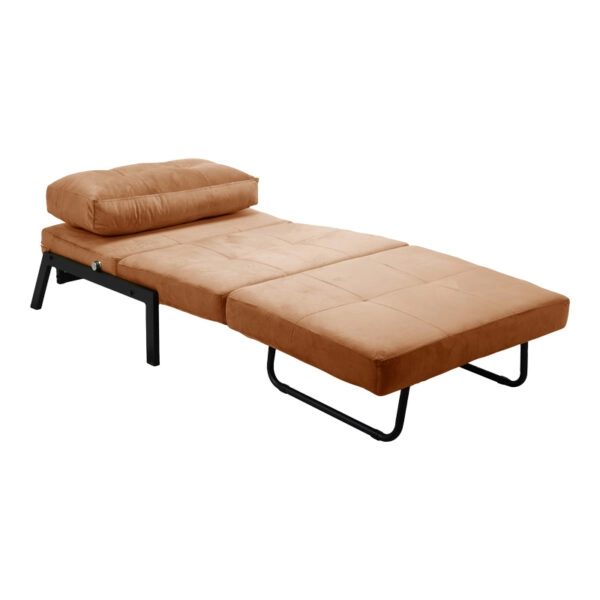 Πολυθρόνα-κρεβάτι Fancy βελούδο σε σάπιο μήλο απόχρωση και πόδι μαύρο μέταλλο 95x98x70εκ