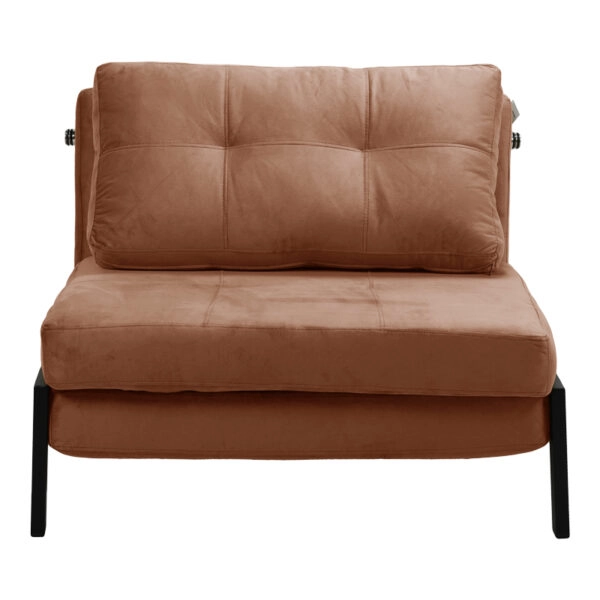 Πολυθρόνα-κρεβάτι Fancy βελούδο σε σάπιο μήλο απόχρωση και πόδι μαύρο μέταλλο 95x98x70εκ