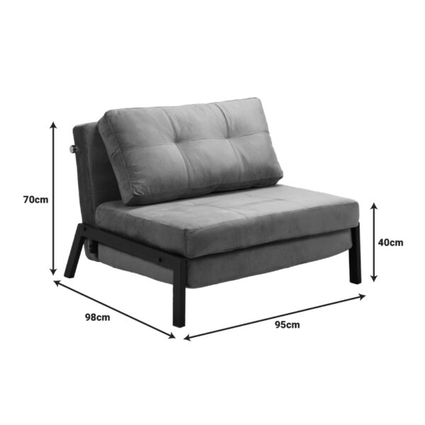 Πολυθρόνα-κρεβάτι Fancy βελούδο σε σάπιο μήλο απόχρωση και πόδι μαύρο μέταλλο 95x98x70εκ