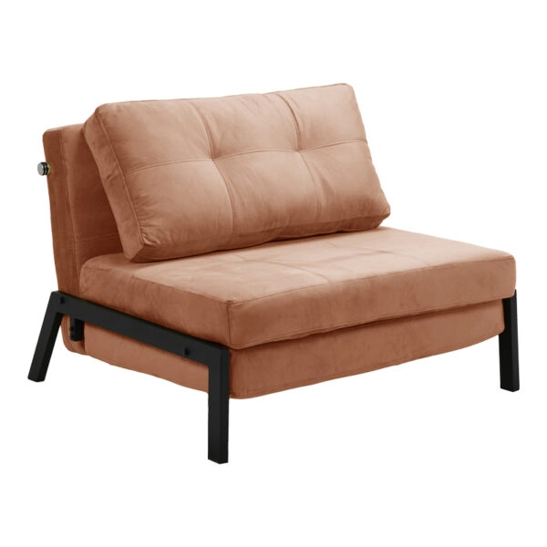 Πολυθρόνα-κρεβάτι Fancy βελούδο σε σάπιο μήλο απόχρωση και πόδι μαύρο μέταλλο 95x98x70εκ