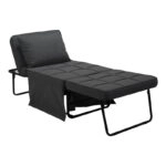 Σκαμπό-κρεβάτι Grejio  ύφασμα σε ανθρακί απόχρωση κα πόδι μαύρο μέταλλο 70x70x45εκ