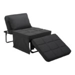 Σκαμπό-κρεβάτι Grejio  ύφασμα σε ανθρακί απόχρωση κα πόδι μαύρο μέταλλο 70x70x45εκ