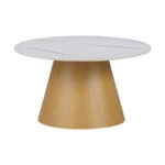 Τραπέζι σαλονιού Soleire Inart λευκό μαρμάρου sintered stone -μεταλλική βάση Φ70x41.5εκ